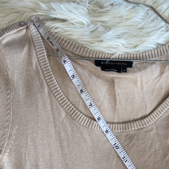 BCBGMaxAzria blue brown tan color block scoop neck ribbed sweater dress sz M - Picture 12 of 17